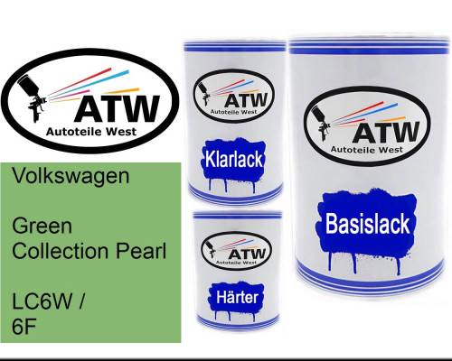 Volkswagen, Green Collection Pearl, LC6W / 6F: 500ml Lackdose + 500ml Klarlack + 250ml Härter - Set, von ATW Autoteile West.